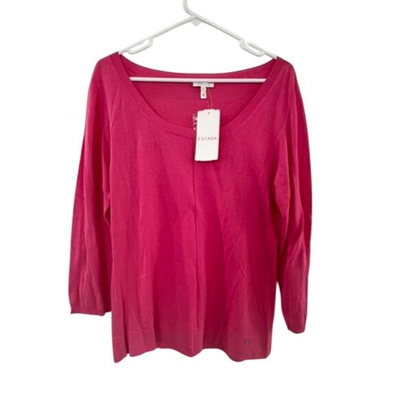 NEW ESCADA VINTAGE PINK SWEATER SZ 42 $550 XL 12 DESIGNER OLD MONEY BARBIECORE - Picture 1 of 6